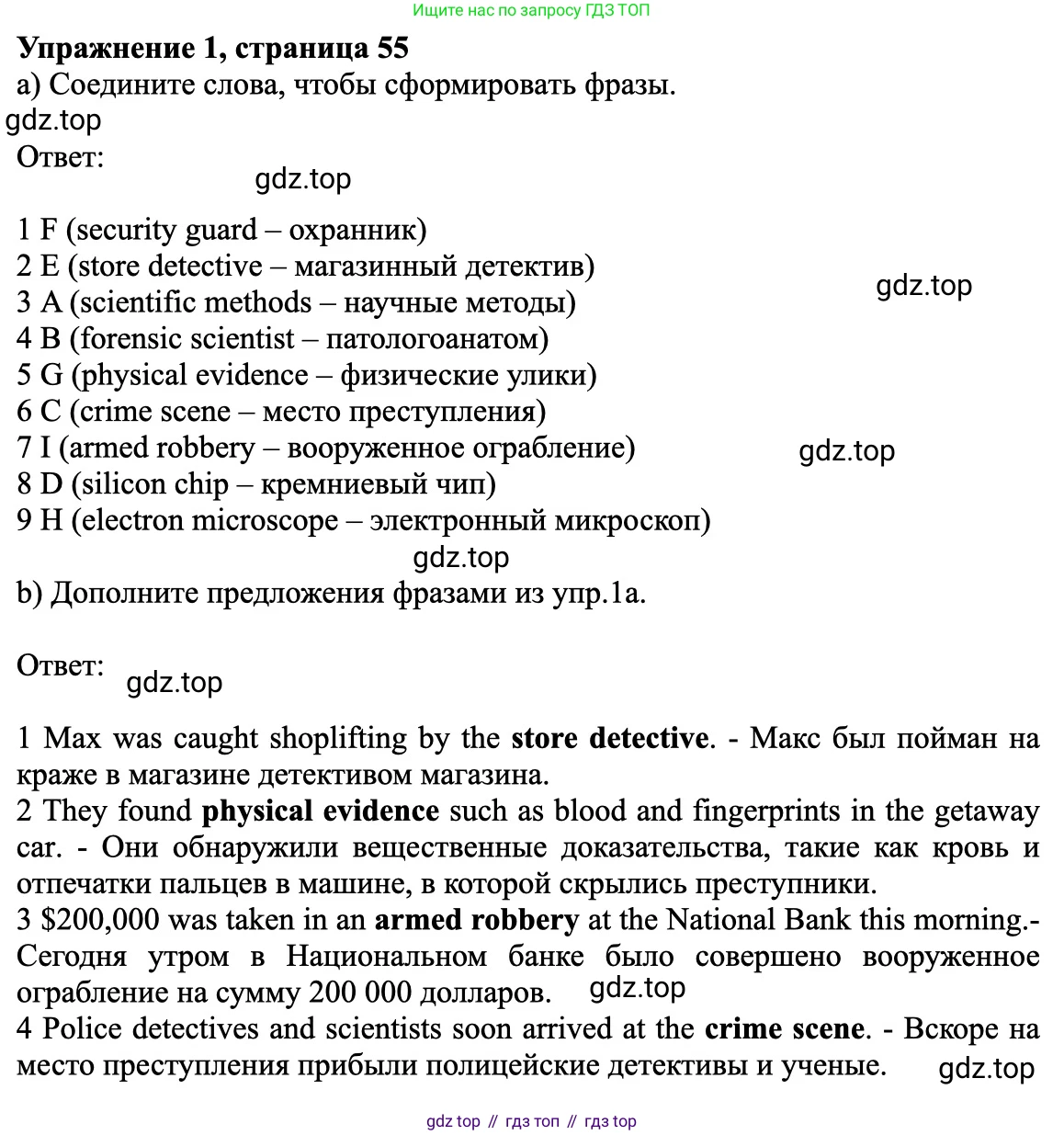 Английский язык (english), 7 класс Рабочая тетрадь (workbook), авторы: Баранова Ксения Михайловна (Baranova Ksenia), Дули Дженни (Dooley Jenny), Копылова Виктория Викторовна (Kopylova Victoria), Мильруд Радислав Петрович (Millrood Radislav), Эванс Вирджиния (Evans Virginia), издательство Просвещение, Москва, 2023, белого цвета, страница 55, номер 1, Решение 1 (2023-2027)